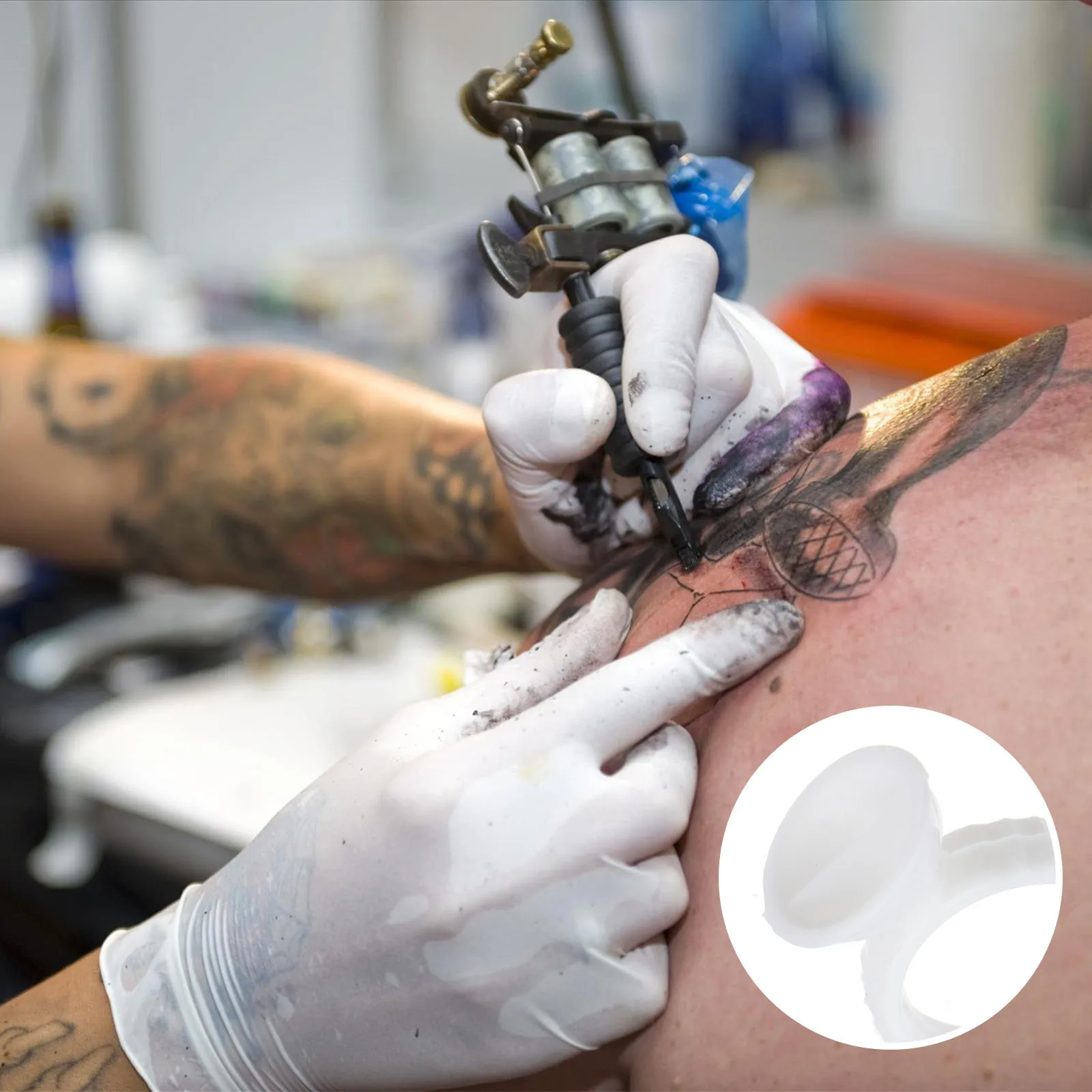 แหวนกาวติดขนตาปลอมแบบใช้แล้วทิ้ง 100 ชิ้น ชุดต่อขนตาสีขาว ขนาดเล็ก พร้อมที่ถอดไพรเมอร์ขนตา แหวนกาวพลาสติก