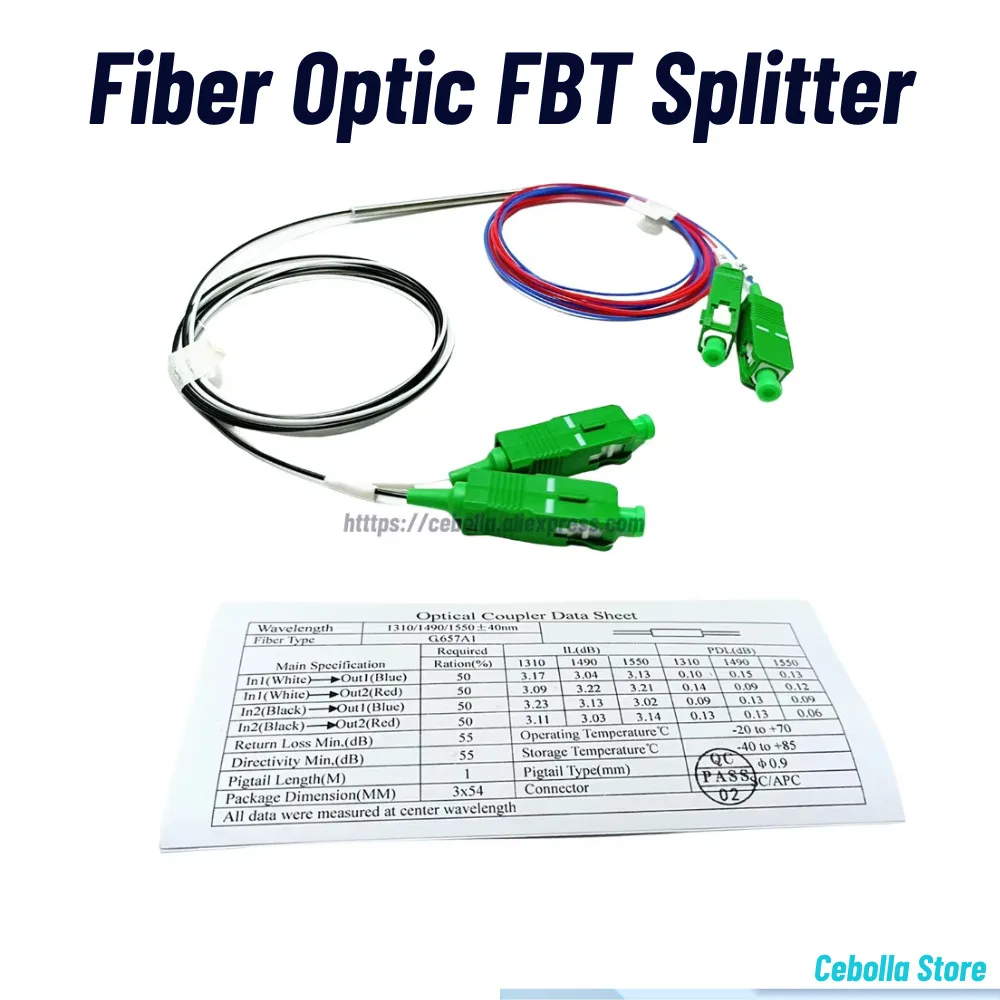 

FTTH 2x2 Соединитель Оптическое волокно FBT Разветвитель 50:50 Разъем SC/APC