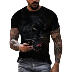 Fashion Popular New Panther graphic t shirts Summer Trend Men Casual Handsome Short Sleeve 3D Animal Printing O-neck Tees Tops