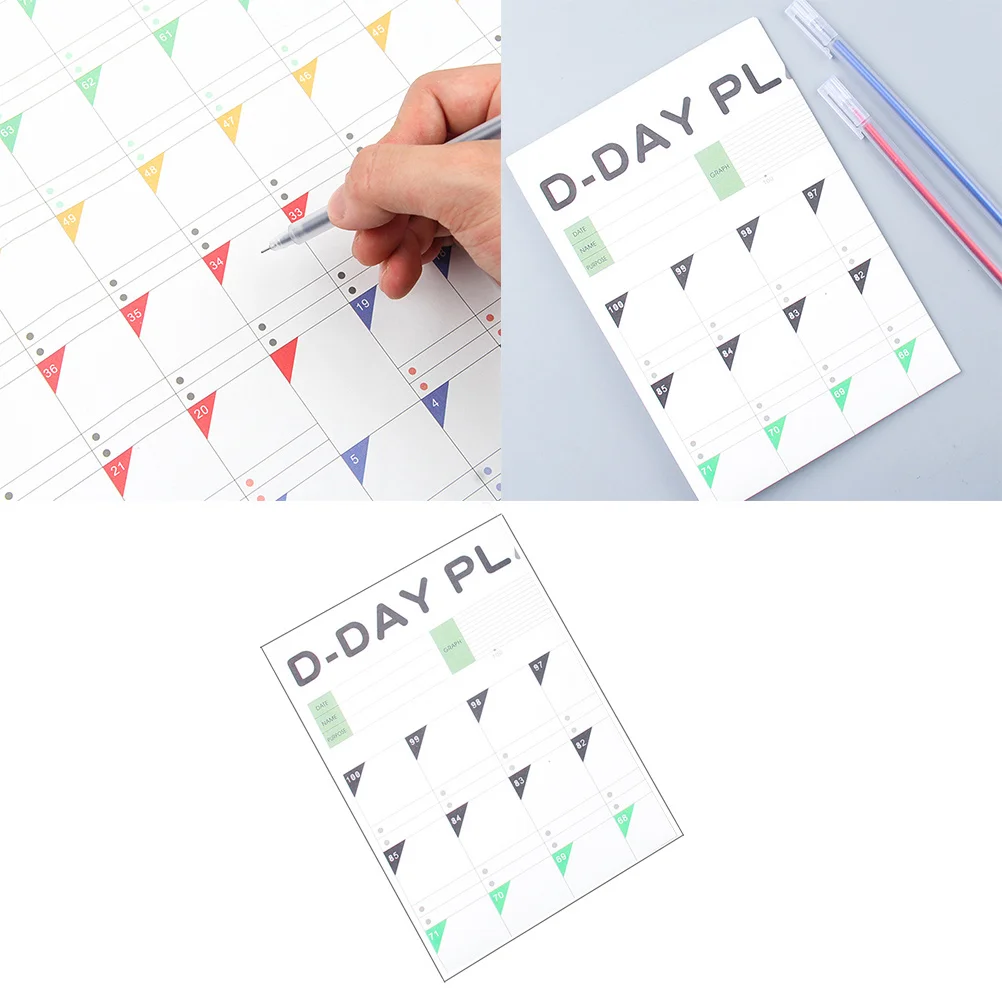 Calendrier de compte à rebours de 100 jours, planificateur de cible, calendrier d'apprentissage de Table pour enfants, Organization d'étude, suivi quotidien, Compact et léger