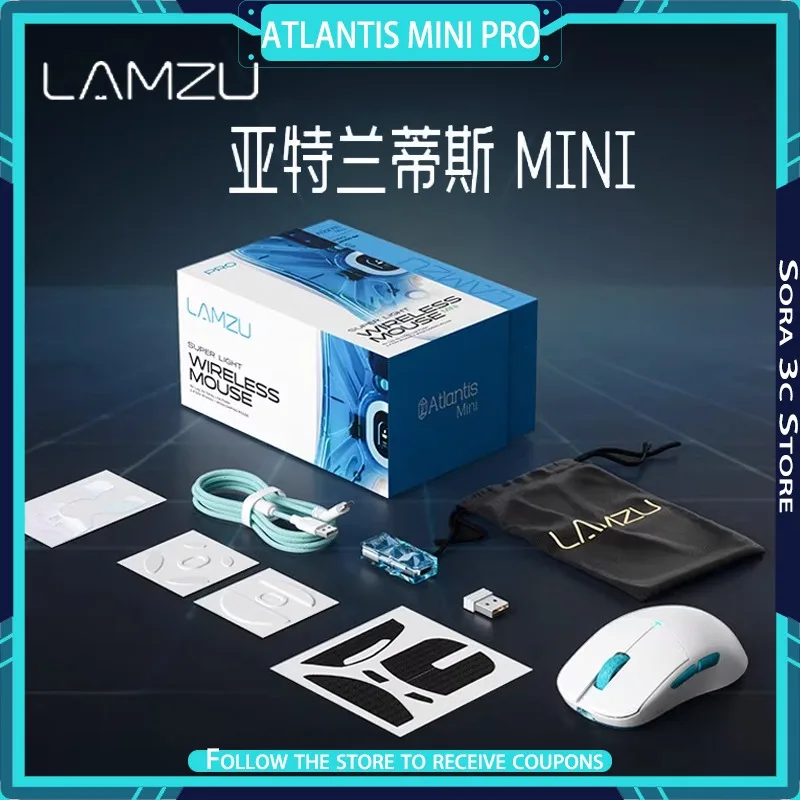 

LAMZU Atlantis Mini Pro Wireless Mouse PAW3395 Mechanical Micro Motion Ergonomic Lightweight Design Low Latency Gaming Mouse