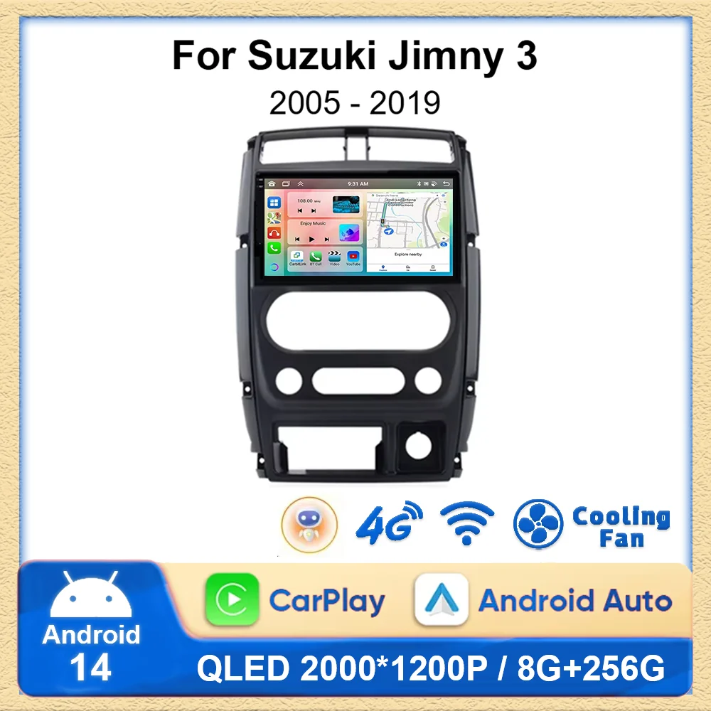 Android 14 Carplay Car Radio For Suzuki Jimny 3 2005 - 2019 Navigation GPS Multimedia Player WiFi+4G stereo 2 DIN BT 360 camera