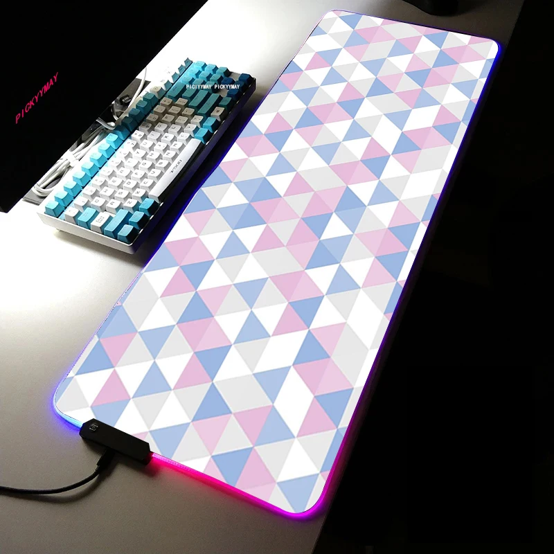 

Triangle RGB Mouse Pad Gamer Accessories Large LED Light MousePads XXL Gaming PC computer Desk with Backlit Rubber Mouse mat LOL