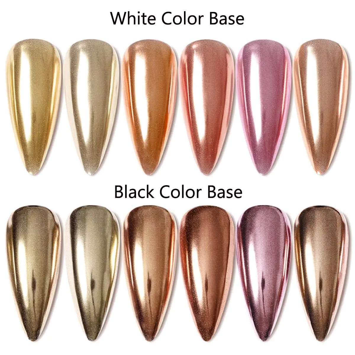 6 Farben/Set Metallic Spiegel Chrom Nagel Pulver Holographische Chamäleon Glitters Maniküre Staub Rose Gold Champagner DIY Nagel Pulver – Detail 1