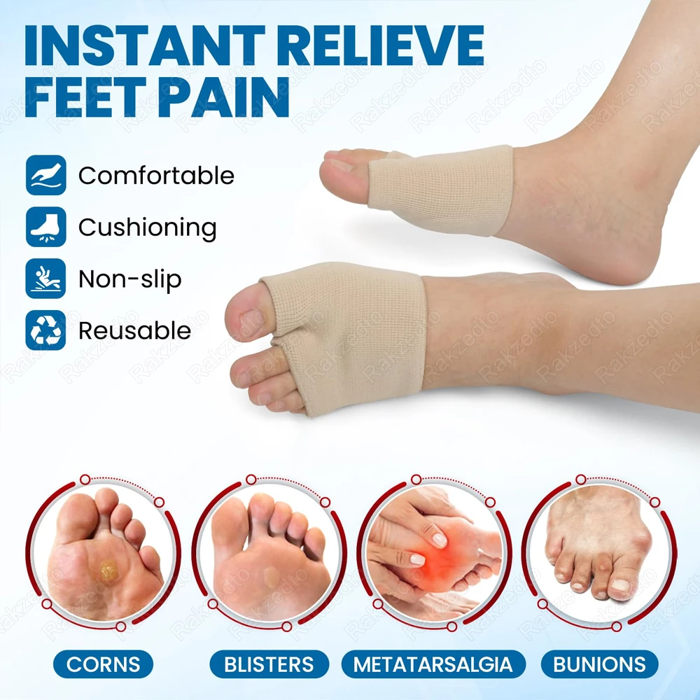 Silicone Metatarsal Foot Pads for Shoes Insert Forefoot Pads Man Woman Toe Socks for Standing Long Time Pain Relief Insoles