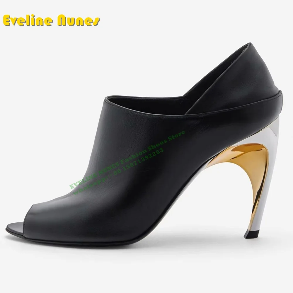 

Peep Toe Metal Strange Style Elegant Pumps Plus Size Slip On Mixed Colors Sexy Women High Heels 2024 New Style Shoes Party Trend