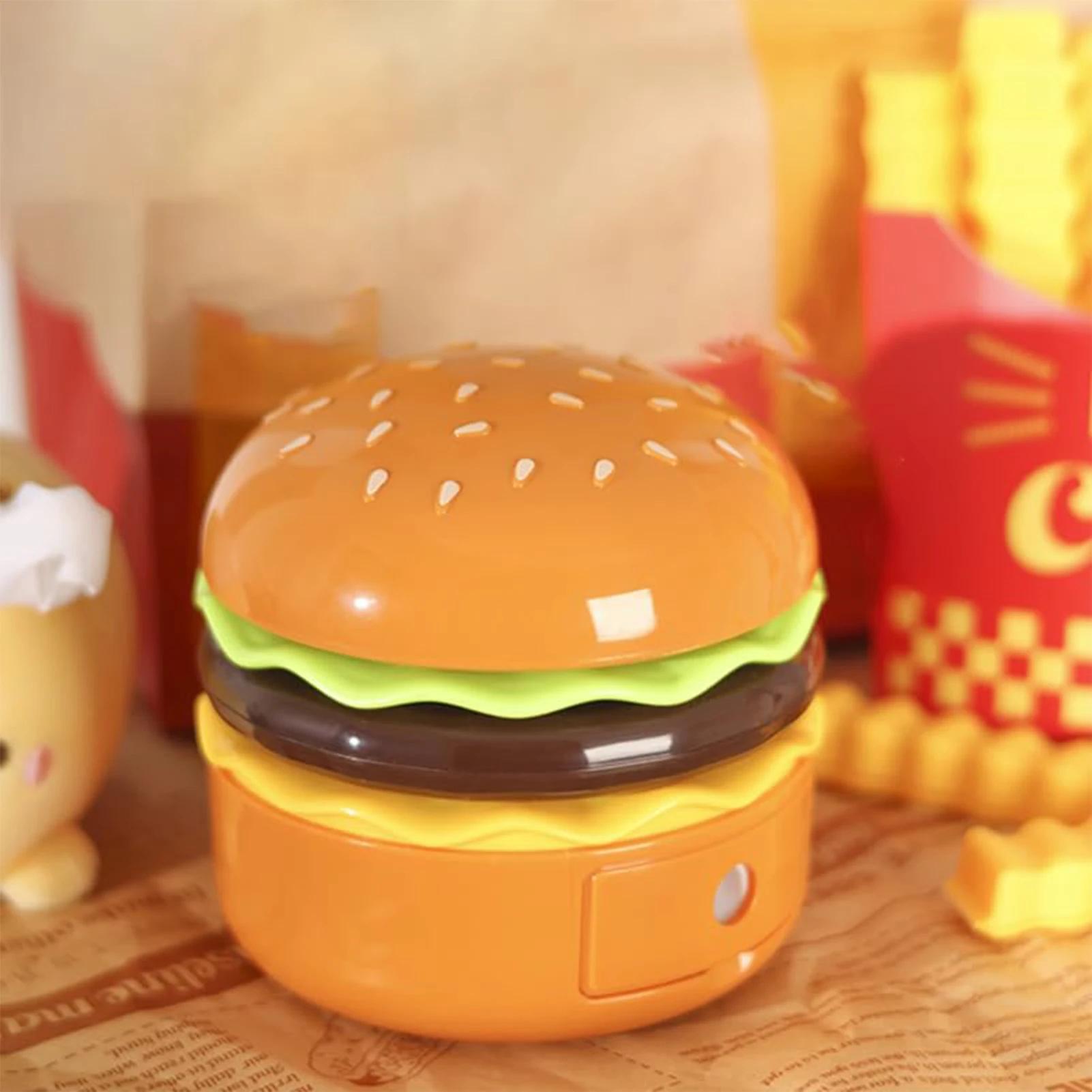 Hamburger Small Table Lamp with Pencil Sharpener Reading Table Lamp for Birthday Gifts Anniversary Gifts