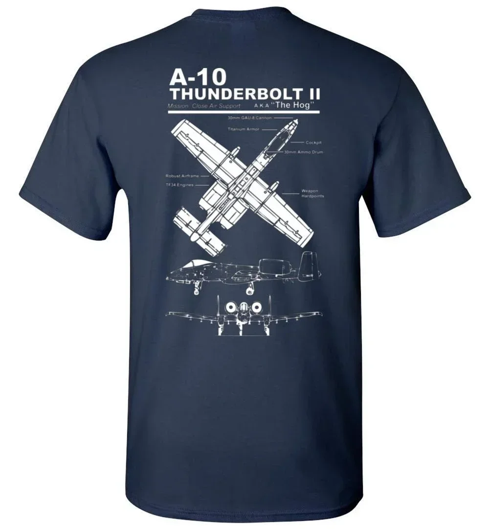 US Air Force A-10 Thunderbolt II Warthog Attack Aircraft T-Shirt O-Neck Short Sleeve Casual Mens