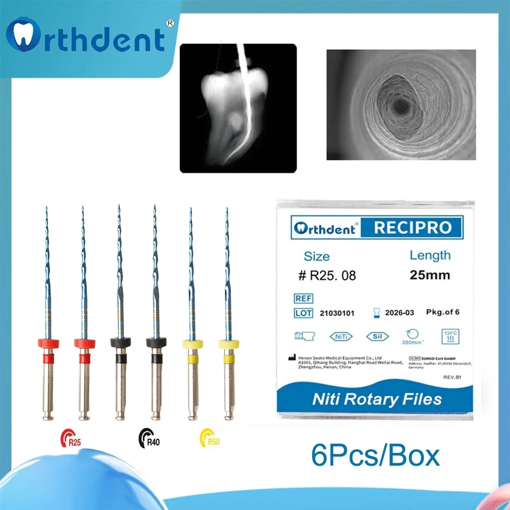 6Pcs/Box Orthdent Dental Endodontic Reciprocating Blue Heat Files Reciprocation Endo NITI File Canal Root Treatment Dentist Tool