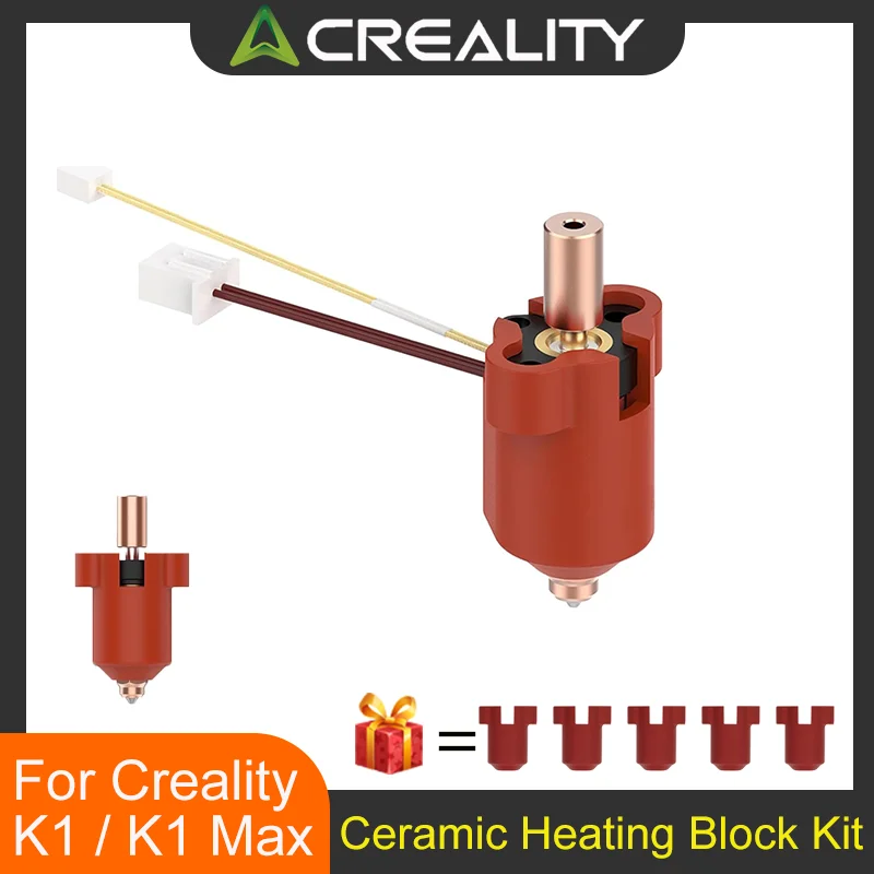 

Creality K1/K1 Max Heating Block Ceramic Hotend Upgrade Kit High Temperature 300℃ with 5PCS Silicone Sock for K1/K1 Max 3D Print