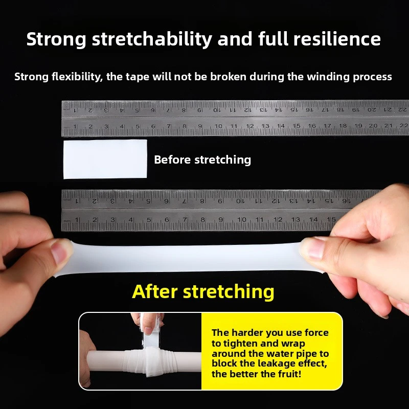 Water Pipe Leak Repair Tape Self-Adhesive Strong Waterproof Tape Water Pipe Leak Wrapping Repair Silicone Rubber Leak Stop Tape