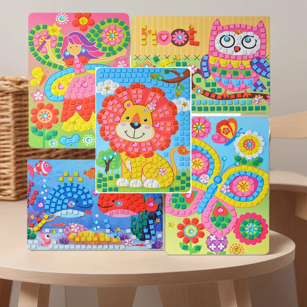 DIY Crystal Mosaic Sticker Kit EVA Foam Puzzle Art with Sparkle Gems Creative Educational Crafts for Kids Ages 3+