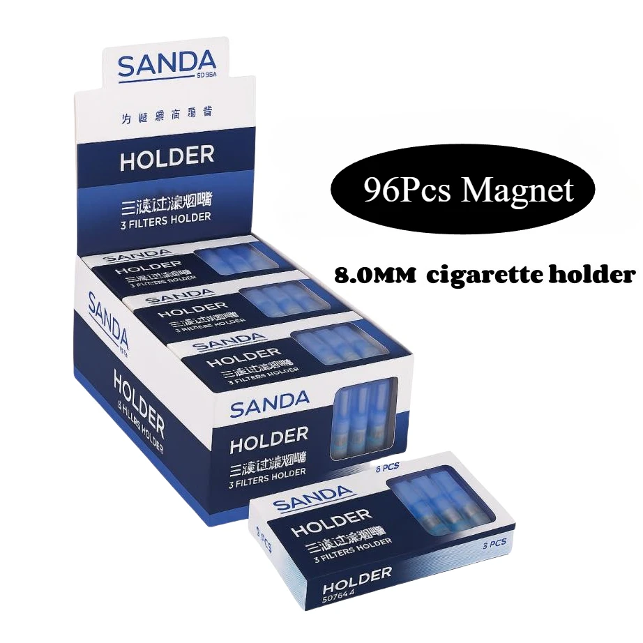 

SANDA 96pcs/lot Disposable Triple Cigarette Filter Portable Magnet Filter Beads Cigarette Holder Healthy Smoking Accessories