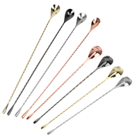 30/40cm Mixing Cocktail Spoon Bar Teadrop Spoon Spiral Pattern Stainless Steel