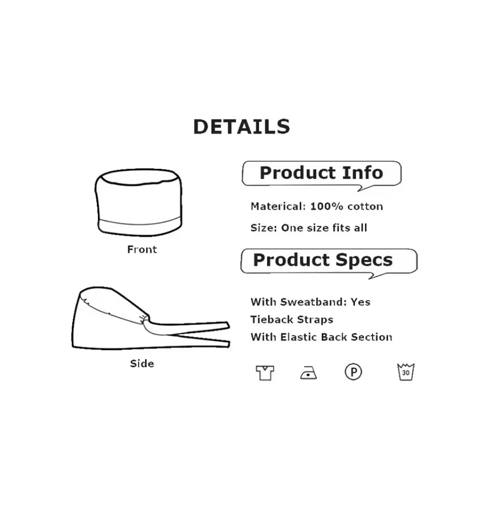 Beauty Salon Work Hat Men and Women Breathable Cotton Nurse Scrubs Caps Sweat-towel Adjustable Pet Clinic Surgery Caps Wholesale