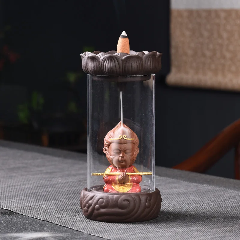 

Reverse flow incense burner creative ceramic home decoration windproof cover sandalwood incense crafts