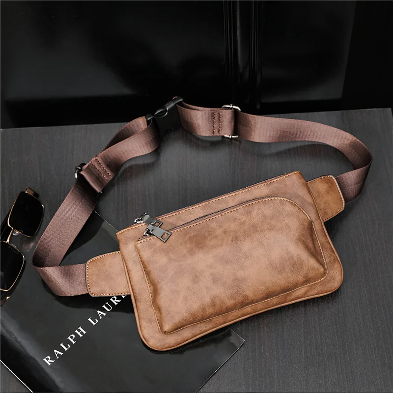 

New Matte PU Leather Chest Bag Men Korean Style Shoulder Bag Mens Waist Bag Fashion Design Men's Chest Bags Sling Back Bag Male