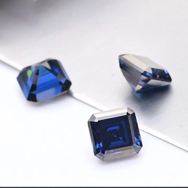 

Newest Royal Blue VVS1 Asscher Cut Moissanite Loose Stone 1-3 Carat Tower Shape Moissanite Diamond Bead with Gra Pass Tester