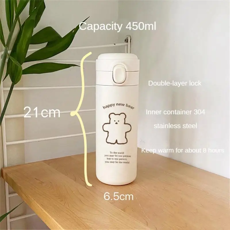 INS Large Capacity Korean Style Cute Thermal Stainless Steel Double Leak-Proof Travel Portable Water Bottle Mug Cup Couple Cup