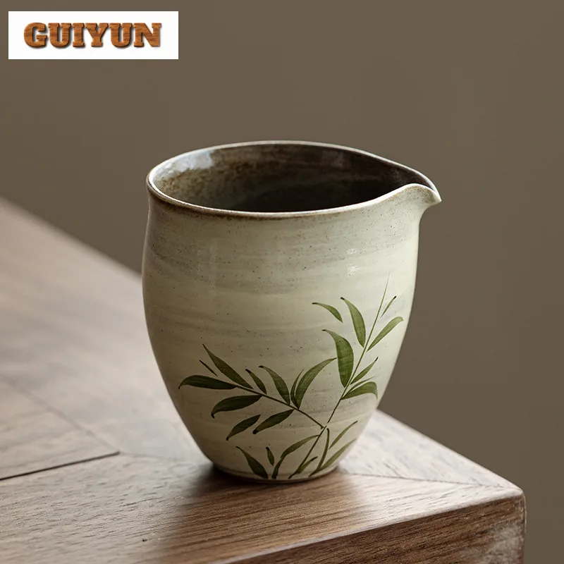 

185ml Hand-painted Bamboo Tea Pitcher Divide Tea Cha Hai Dispenser Household Justice Cup Fair Mug Chinese Tea Set Supplies Craft
