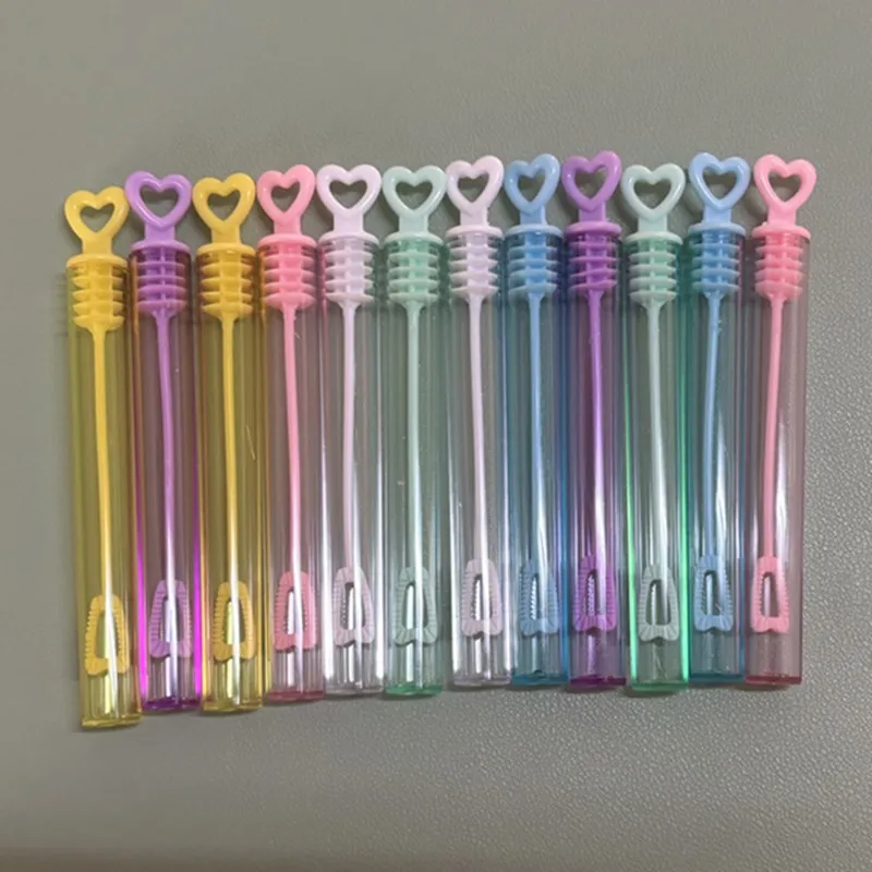 10pcs Colorful Bubble Soap Bottle Heart Wand Empty Tube Kids Birthday Party Favors Pinata Filler Toys Wedding Gifts for Guest