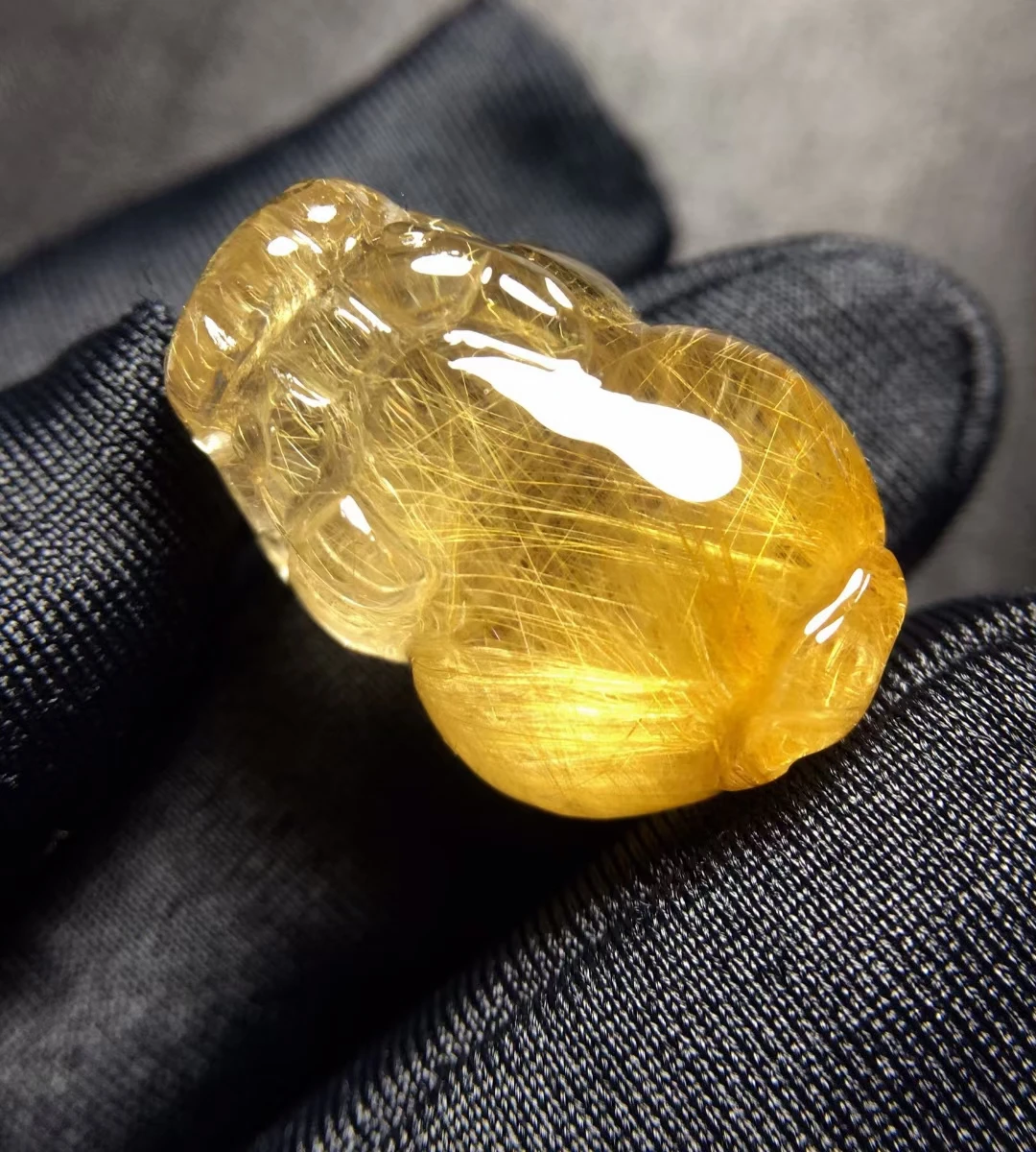 Natural Gold Rutilated Quartz Pendant Rutilated Quartz Jewelry 21.5*15*12.7mm Pi Xiu Men Women Brazil AAAAAAA