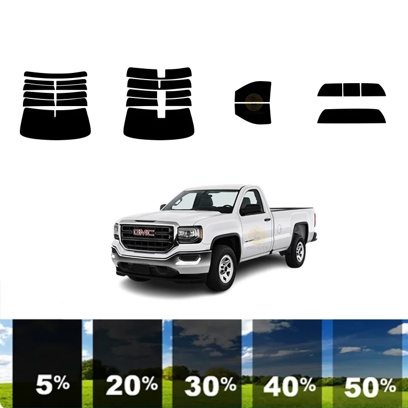 

precut Removable Window Tint Film For Car 100% UVR 5%-35%VLT Heat Insulation Carbon ﻿For GMC SIERRA 1500 2 DR PICKUP 2014-2018