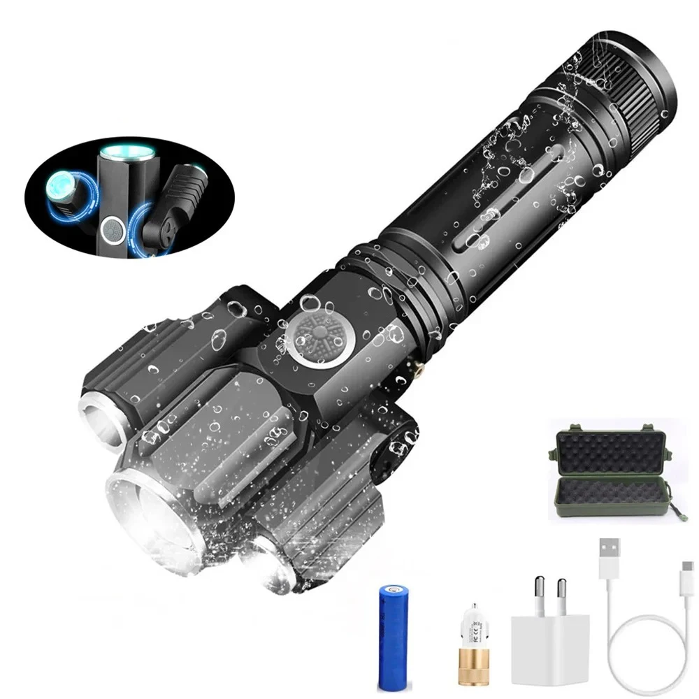 التكتيكية مضيا 13000 لومينز 360 'قابل للتعديل USB الشعلة القابلة لإعادة الشحن 18650 مصباح يدوي زوومابلي إضاءة دراجة هوائية أفضل للتخييم