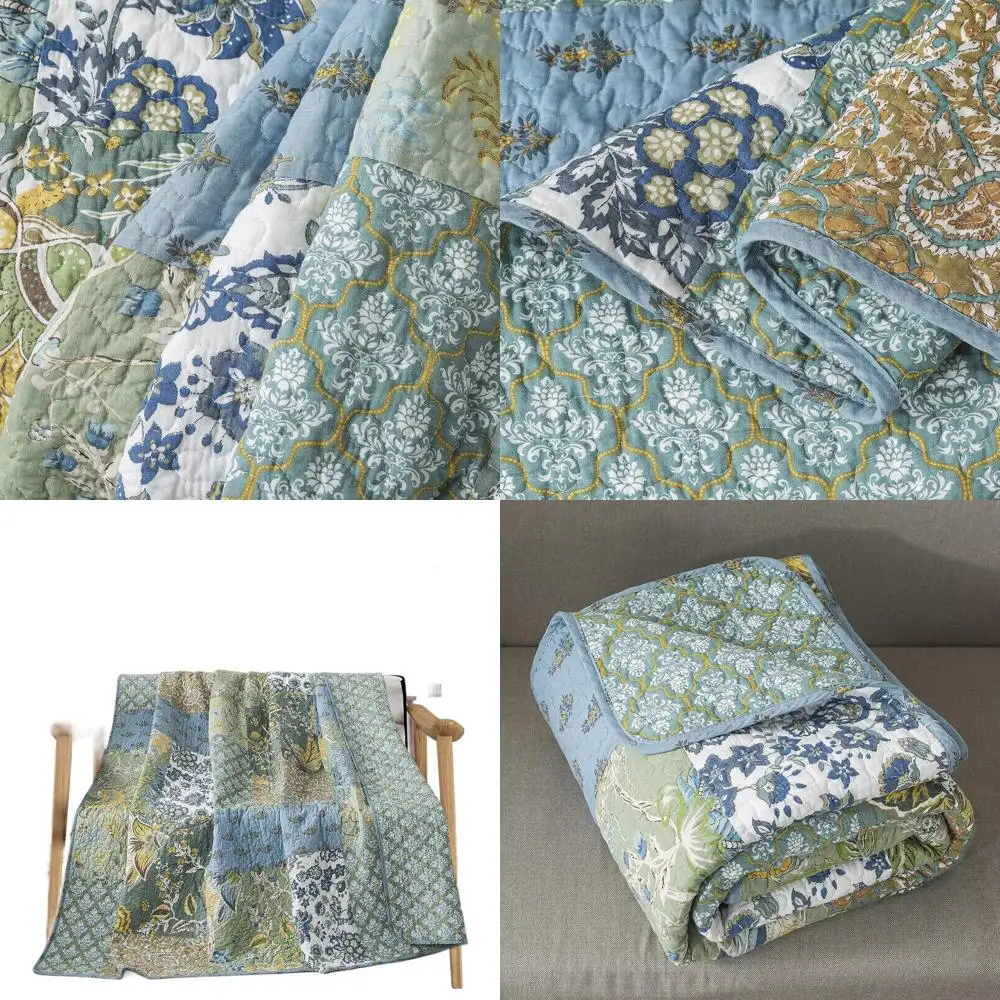 

Стеганое одеяло с вышивкой Green Garden, двустороннее матрасное одеяло для кровати, дивана, дивана, 60x78 дюймов