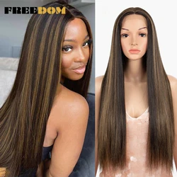 FREEDOM Synthetic Lace Wigs Long Straight Ombre Blue Purple Green Ginger Cosplay Wig Highlight Blonde Lace Wigs For Black Women