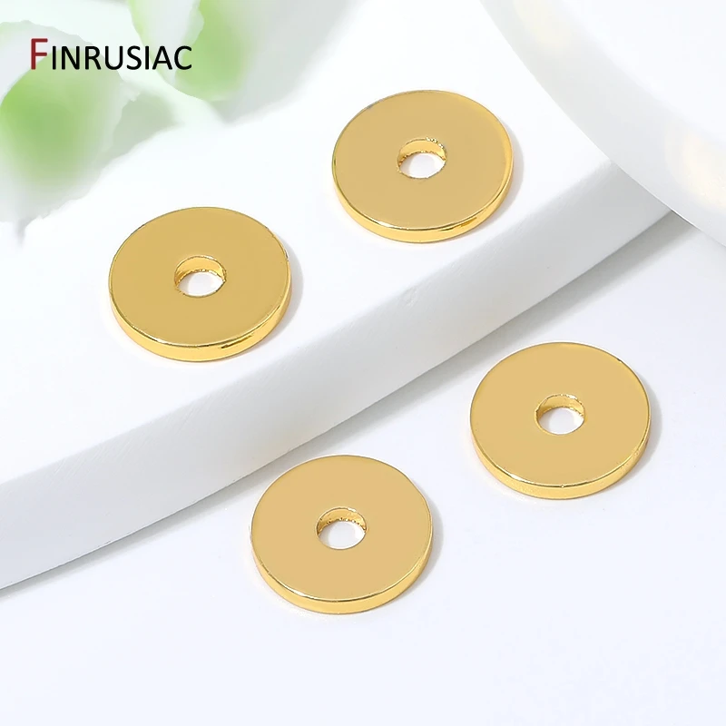 18K Gold Plated Brass Flat Disc Spacer Beads, Metal Bead Separators For DIY Bracelet Necklace Pearl Jewelry Making Findings view 3
