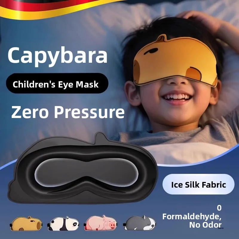 

Children's Sleep Eye Mask Summer Ice Silk Student Nap Time Light Blocking Aid Sleep Cartoon Design Cute Style Normal Size