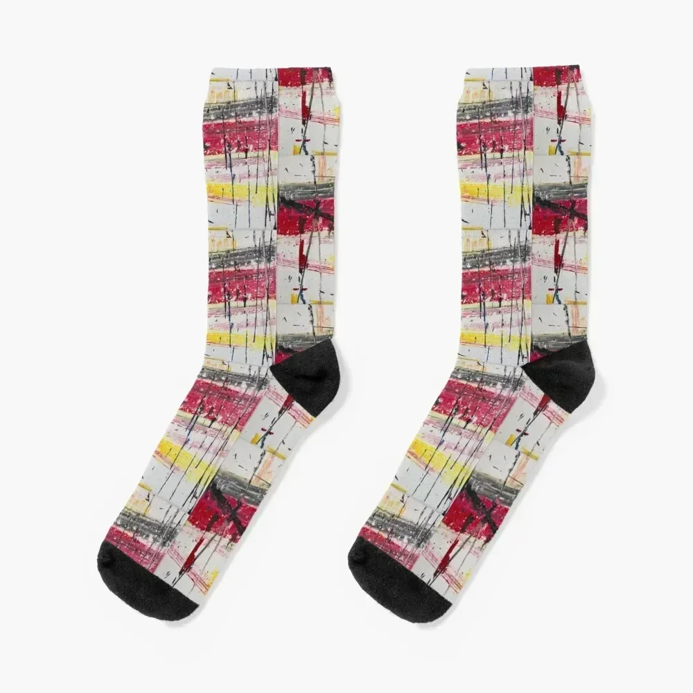 Red # 3, Abstract Art, Line Abstract, Abstract Drawing, Carlos Montes De Oca Socks essential loose Designer Man Socks Women's