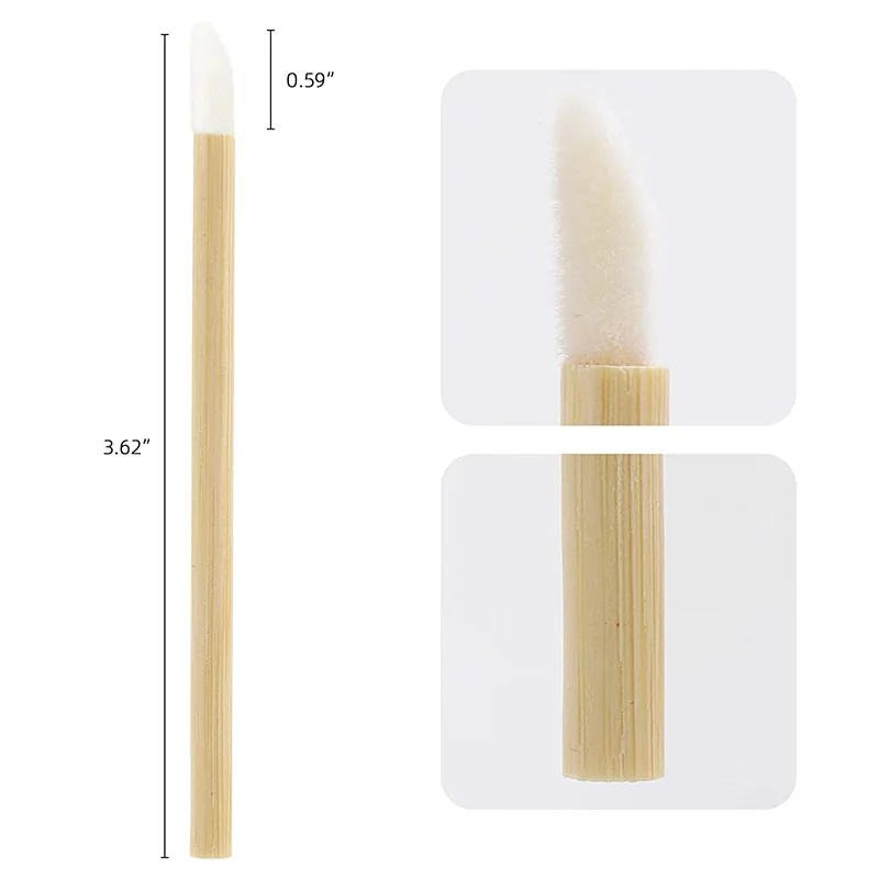 Bamboo Lip Applicators Disposable Lip Brush With Replacement Head Eco-friendly Lipstick Lip Gloss Wands Makeup Beauty Tool Kits