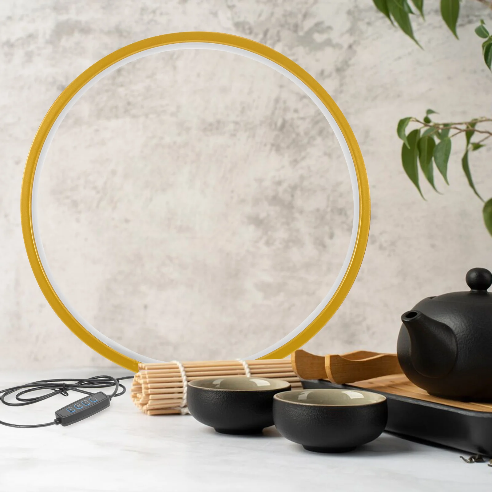 

LED Light Ring USB Lamp Backflow Incense Burner 30cm Diameter 3-Color Dimmable Aromatherapy Zen Home Office Decor