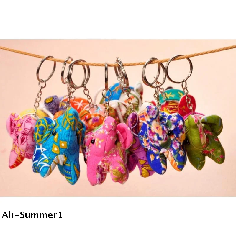 

【E】1Pcs Home/Office Hanging Key Chain Thailand National Cloth Stylish Elephant Bag Pendant Wind Chimes Ornaments DIY Decoration