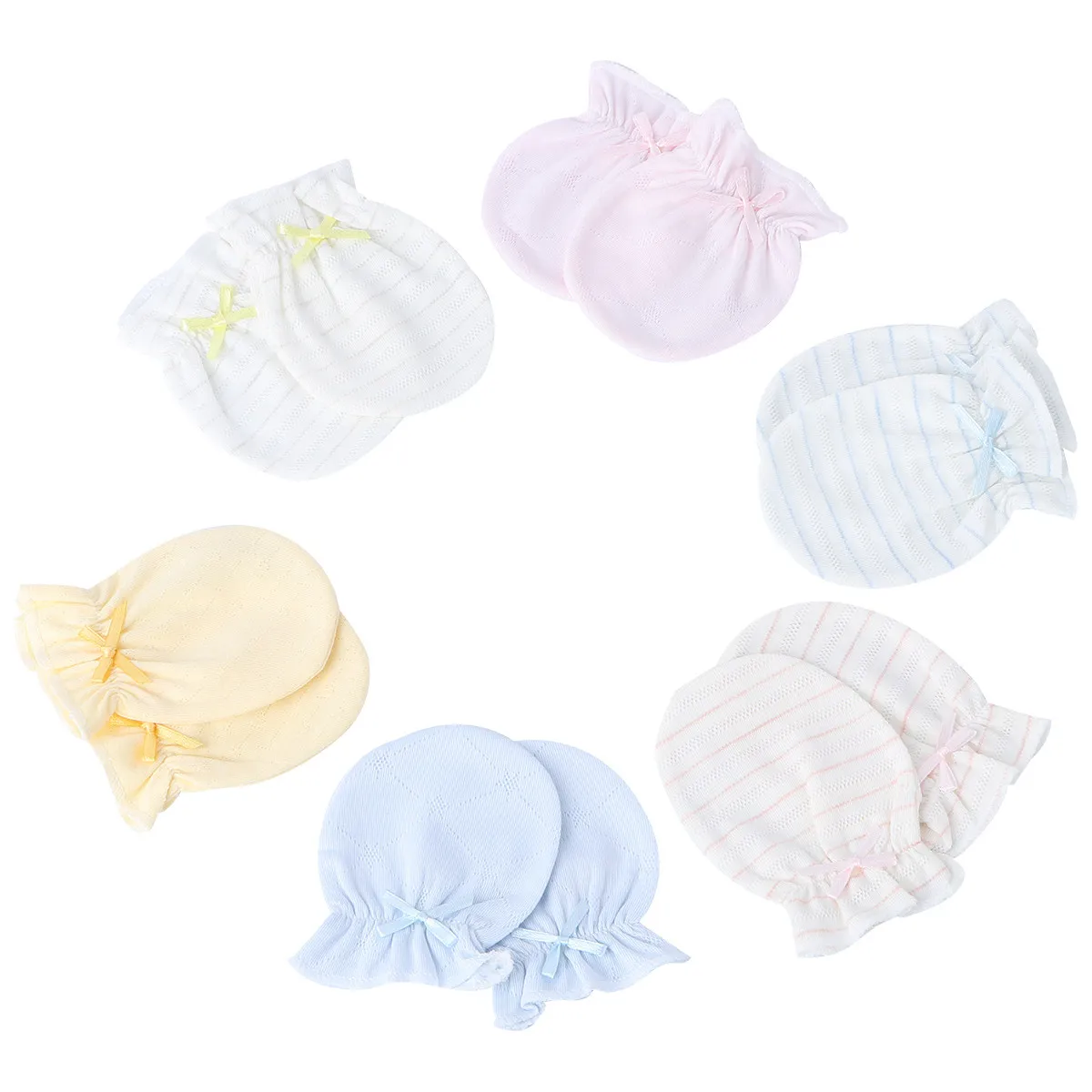 

6Pairs Newborn Baby Gloves Pure Cotton Anti Scratching Mittens Protective Soft Breathable Infant Anti Grasping Gloves