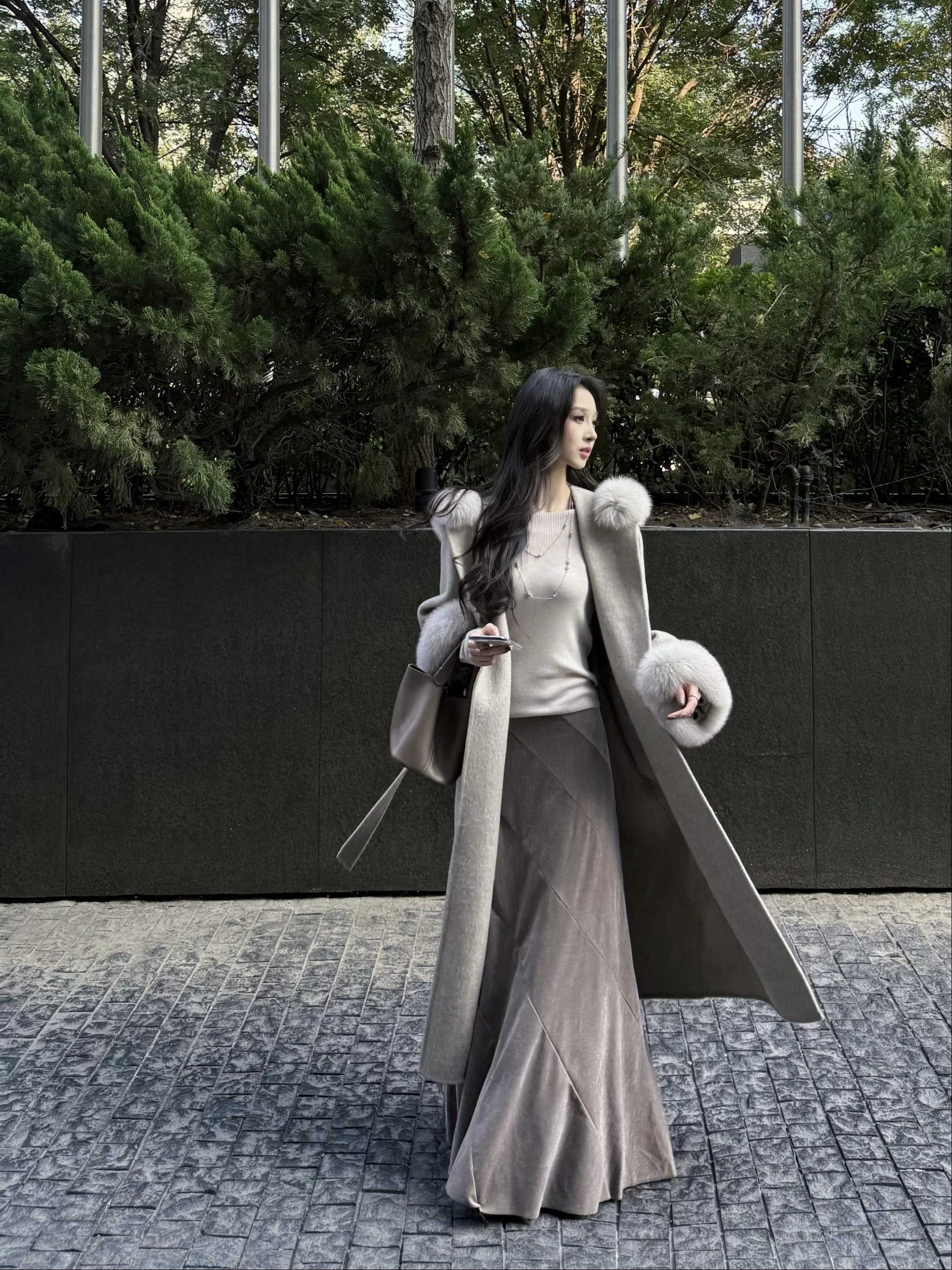 

High Waist Long Velvet Fi Tail f Skirt Ele a Line Skirt Casual Sle for Ladies Autumn Winter New Arrival