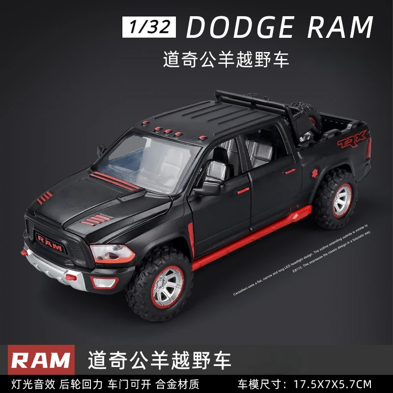 1:32 Dodge Ram Trx Pick-Up Simulatie Legering Auto Model Newmetal Automodel Geluid En Licht Terugtrekken Childs Jongen Speelgoed Auto Geschenken