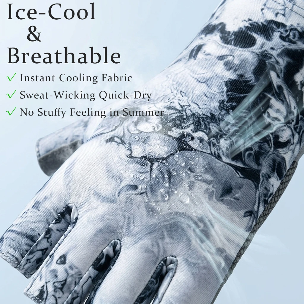 

Рыболовные перчатки без пальцев, летние, из ледяного шелка, тонкие, быстросохнущие, дышащие, с защитой от истирания, для активного отдыха, велоспорта, рыбалки, спортивные аксессуары