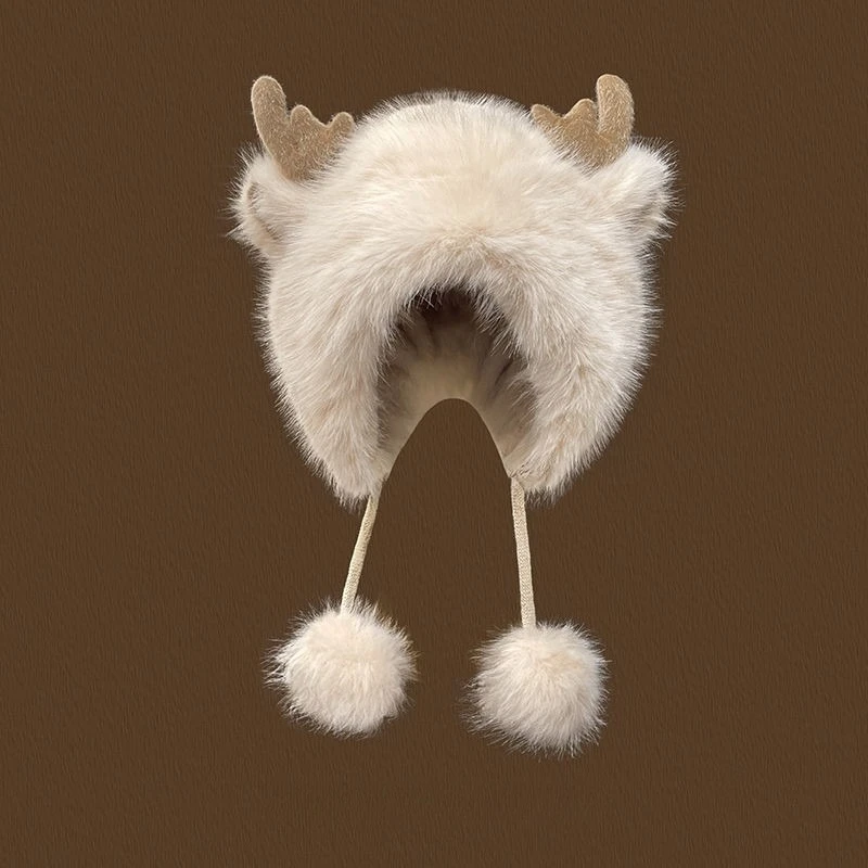 Kerst elanden hoorn hoed dames winter schattig haarbal Lei Feng hoed winter pluche wollen muts warm oor haar hoed
