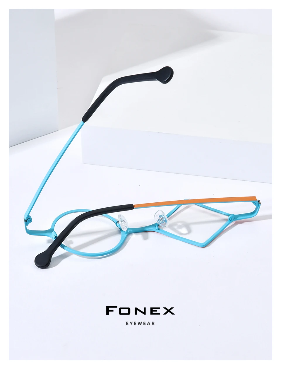 FONEX Reines Titan Brille Rahmen Frauen 2025, Neue Mode Marke Design Unregelmäßige Brillen Männer Ultraleicht Japanische Brillen 85801 – Detail 19
