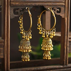 Indian Women Ethnic Retro Dangle Earrings Big Round Double Bells Pendant Luxury Premium Earrings 2023 New  Oorbellen Brincos
