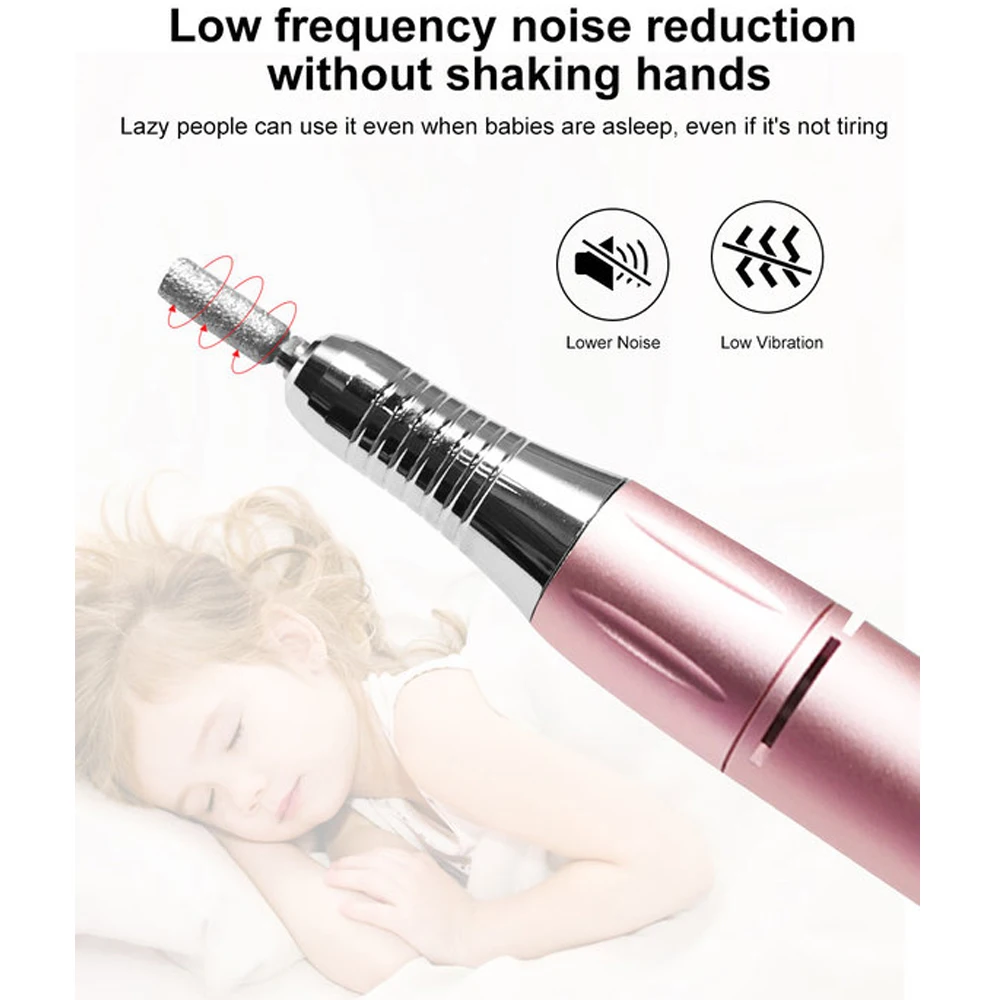 35000RPM Nail Sander Set with LED Display Low Noise Electric Nail Drill Electric Nail File for Acrylic Nails