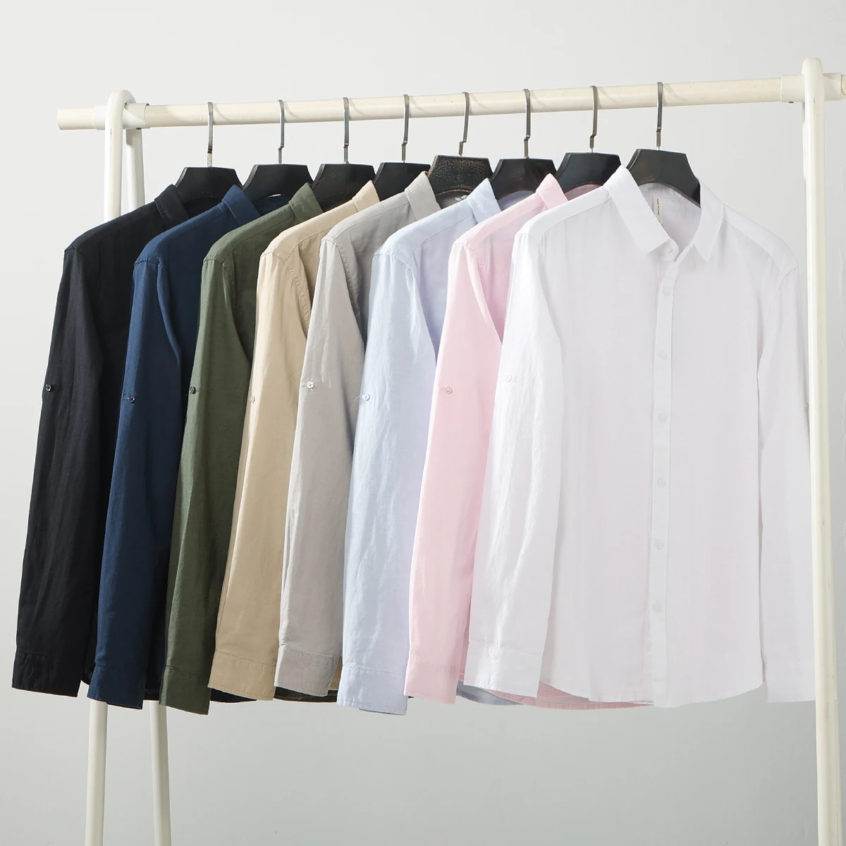 

Высококачественная мужская рубашка из хлопка и льна с длинным рукавом: дышащая, комфортная, модная, приятная к коже, приталенного кроя, повседневная.