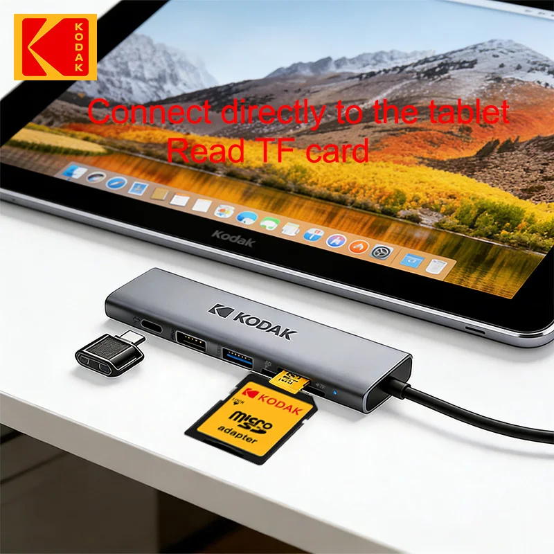 

Kodak 6 in 1 USB-C Hub USB3.0 & Type-C 3.0 Charging Universal Card Adapter Multifunctional adapter for SD Card & Micro sd Card