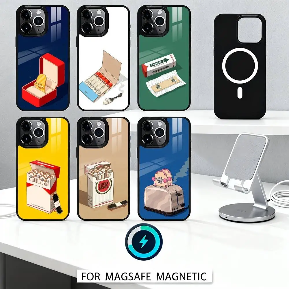 

S-Skateboard Abstract Art Phone Case For iPhone17,16,15,14,13,12,Pro,Max,Magnetic For Magsafe Wireless Charging