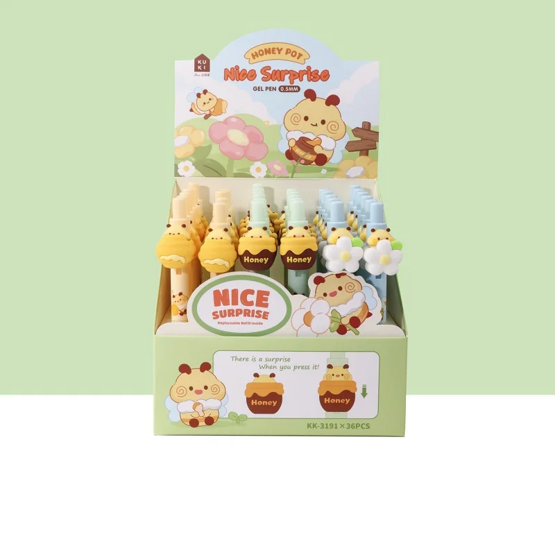 

24pcs/lot Creative Bee Capybara Press Gel Pen Cute 0.5mm Neutral Pen School writing Supplies Promotional Gift