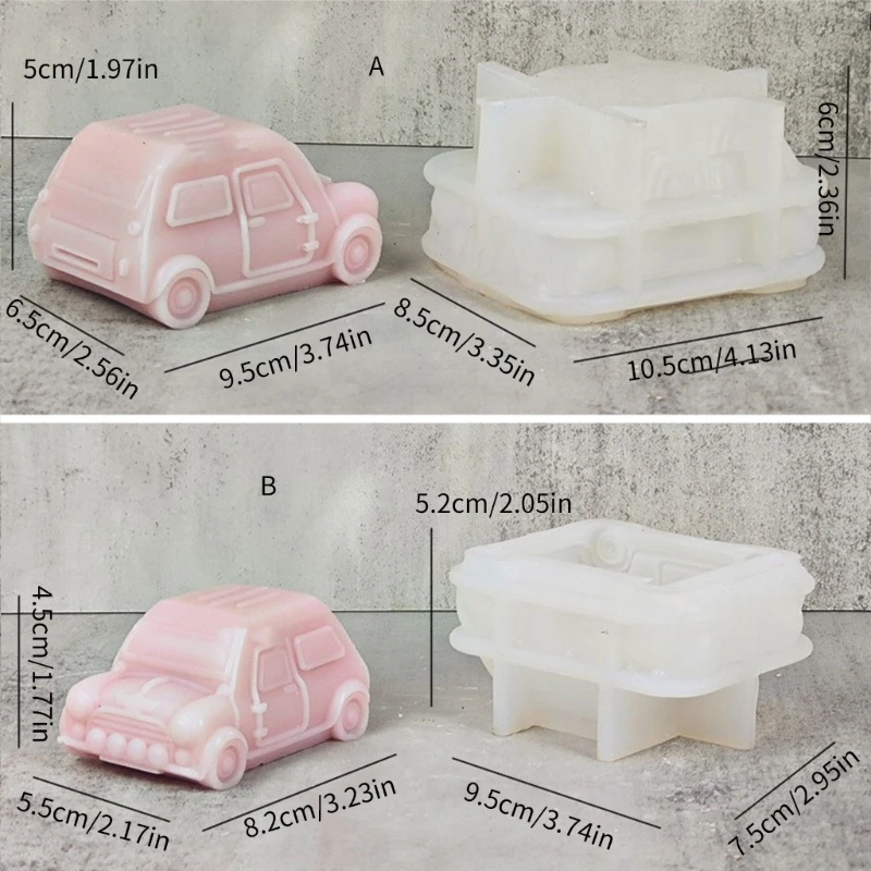 MXME 3D 버스 모양 실리콘 금형 빈티지 자동차 양초 만들기 수제 콘크리트 석고 시멘트 금형 홈 장식 장식품