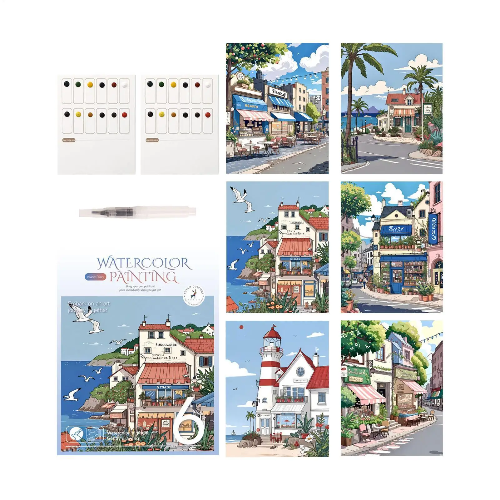 

Watercolor Kit 12 Colors Professional Portable Workbook With Pen Watercolor Painting Pen For Home Studio School College Travel